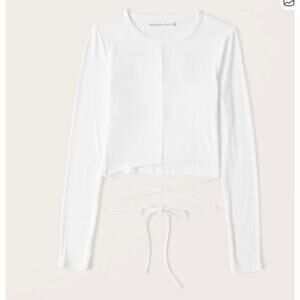 Abercrombie & Fitch Cropped Top Women's M White Viscose Ribbed Knit Stretch NWT